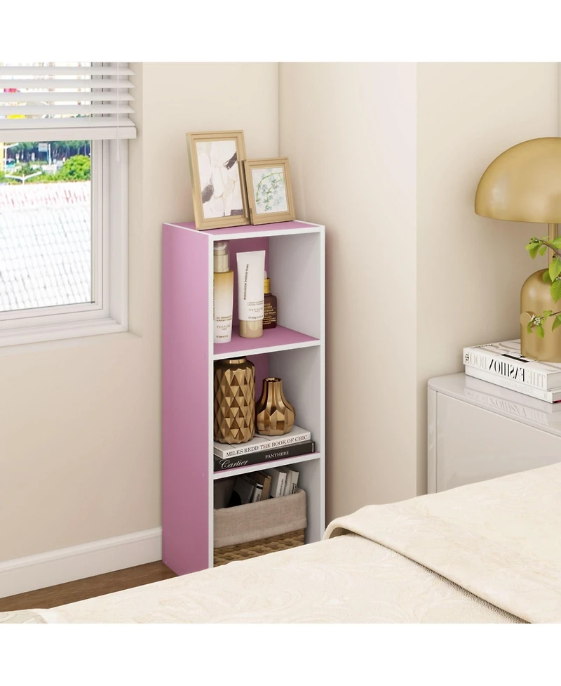 Homlux 3-Tier Open Shelf Bookcase,Modern Organizer,White/Pink