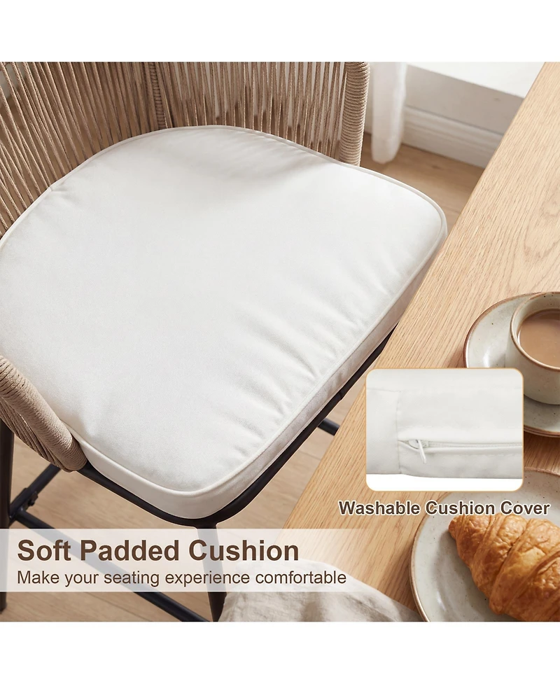 sumyeg Set of 2 Bar Height Woven Rope Patio Chairs