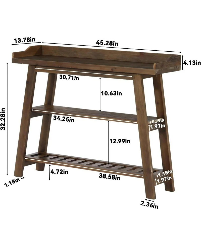 Tribesigns Solid Wood Entryway Table, 45" Narrow Console Table, 3-Tier Farmhouse Behind Couch Sofa Table