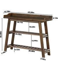 Tribesigns Solid Wood Entryway Table, 45" Narrow Console Table, 3-Tier Farmhouse Behind Couch Sofa Table