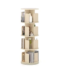 Slickblue 4-Tier Rotating Bookshelf 360degree(s) Display Rack with Dividers and Anti-falling