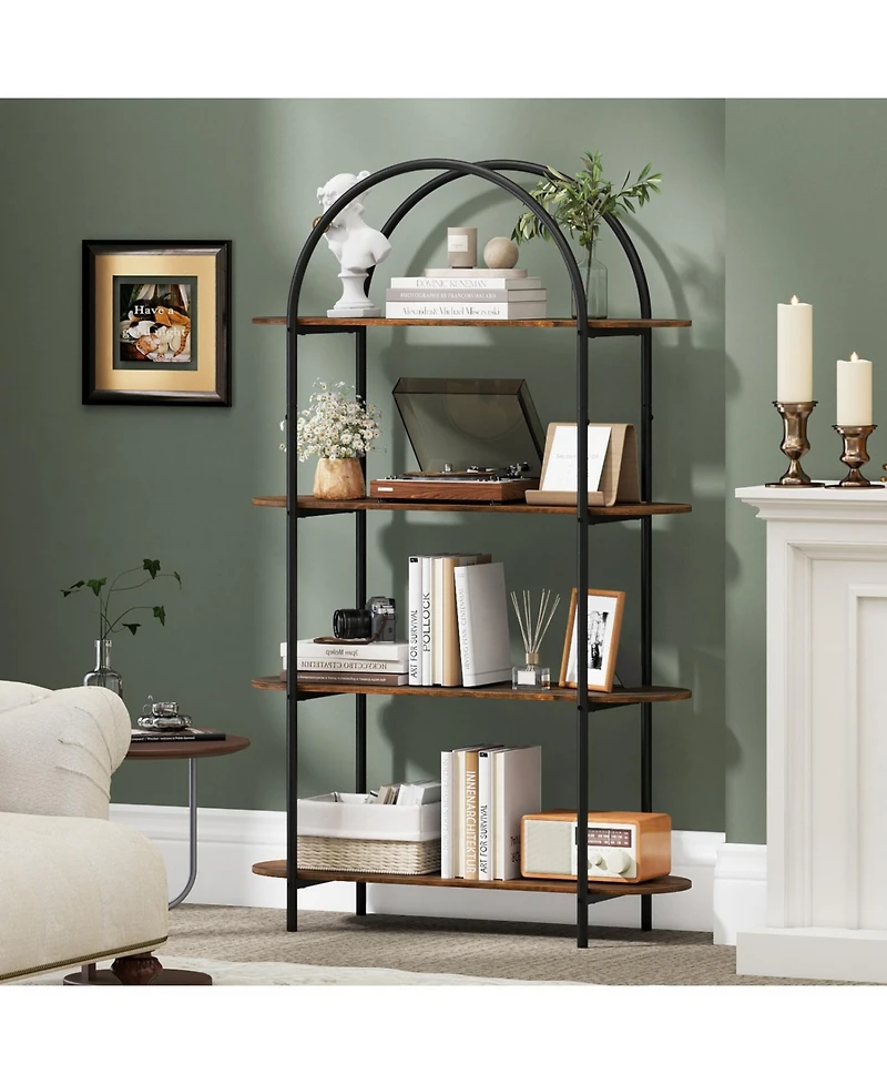 Slickblue 4-Tier Open Bookcase with Sturdy Metal Frame for Living