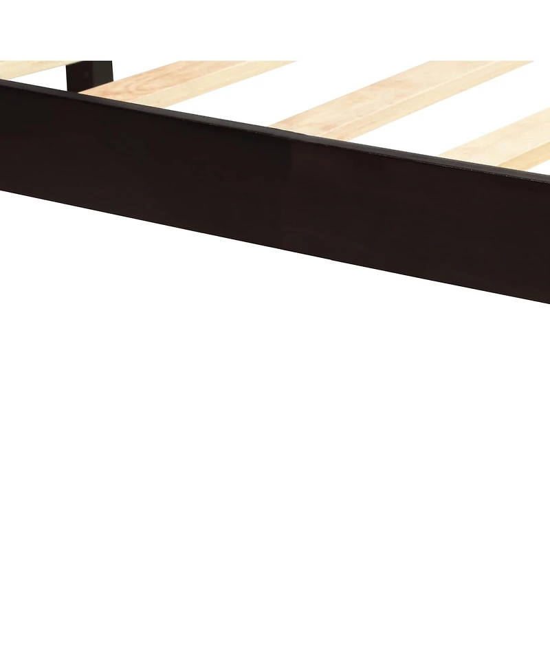 flynama Espresso Wood Platform Bed Frame with Headboard Wood Slat Support No Box Spring Needed