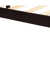 flynama Espresso Wood Platform Bed Frame with Headboard Wood Slat Support No Box Spring Needed