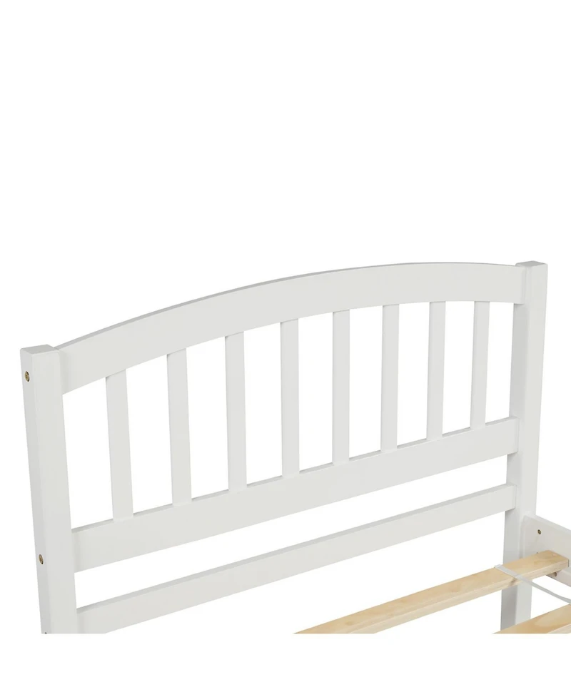 flynama Twin Size Wood Platform Bed With Trundle Pine Wood No Box Spring