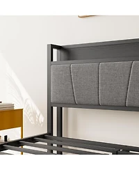 flynama Bed Frame Storage Headboard Charging Station Easy Assembly