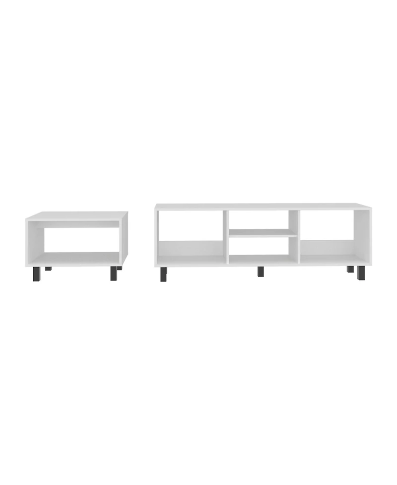 Depot E-shop Carter 2 Piece Living Room Set, Streamlined with Tv Stand and Coffee Table