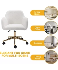 Rainsken Modern Teddy Fabric Home Office Chair