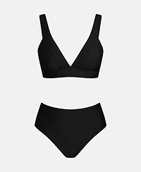 Cupshe Women's V-Neck High-Waist Bikini Set with Wide Waistband