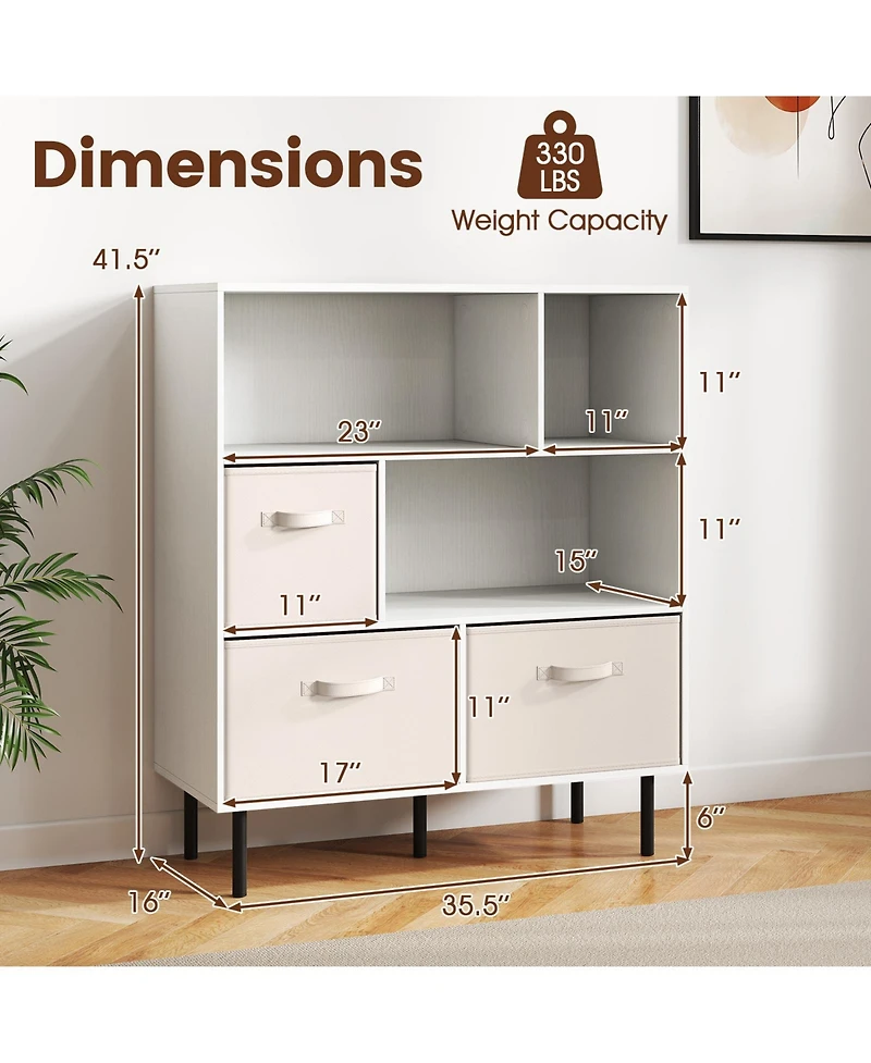 Slickblue 6 Cube Storage Organizer Shelf with Removable Fabric Drawers