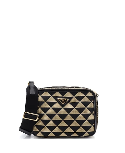 Pre-Owned Prada Symbole Zip Around Shoulder Bag Jacquard