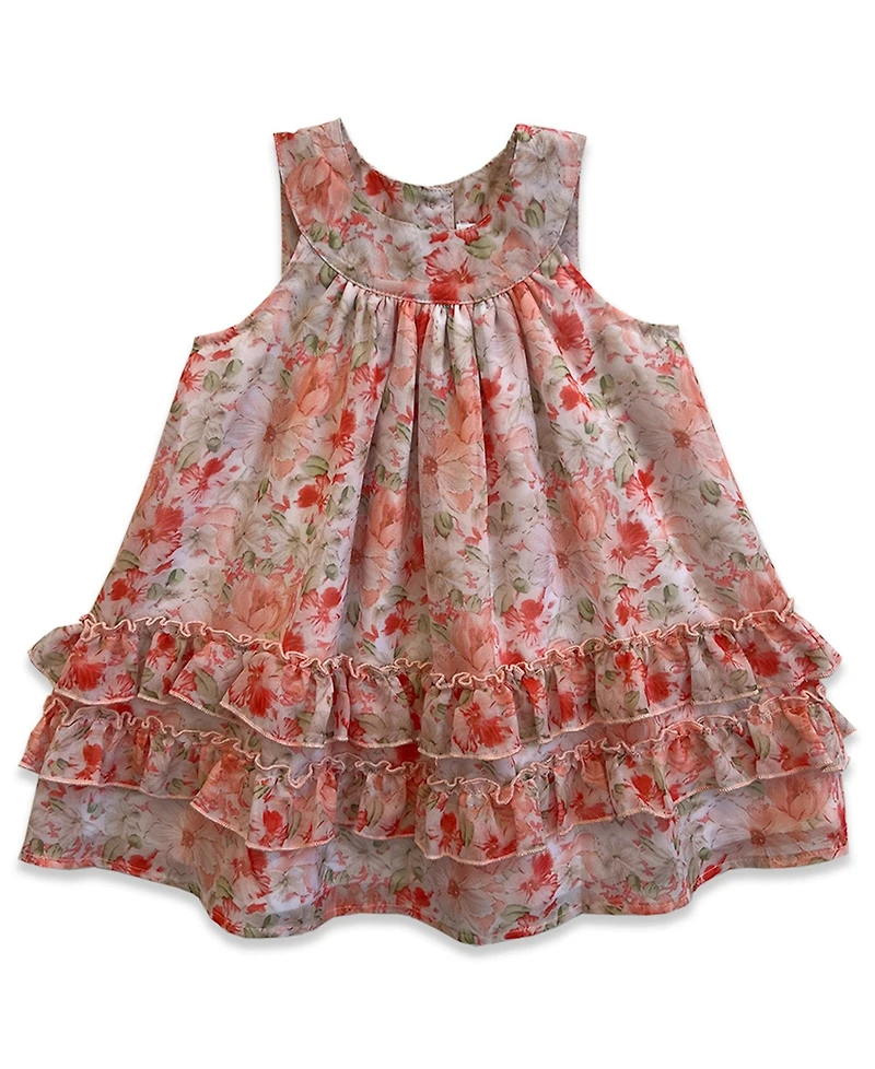 Blueberi Boulevard Baby Girls' Chiffon Sleeveless Dress with Hat