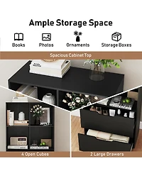 Slickblue 51 Inch Tall 5 Tier Bookcase with 4 Cubes and 2 Storage Drawers