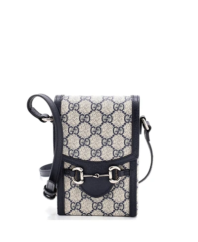 Pre-Owned Gucci Mini Horsebit 1955 Crossbody Bag Gg Coated Canvas with Leather