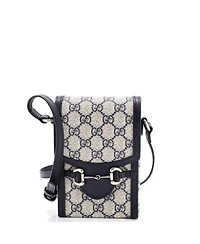 Pre-Owned Gucci Mini Horsebit 1955 Crossbody Bag Gg Coated Canvas with Leather