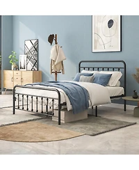 Rainsken Full Size Metal Platform Bed Frame with Premium Steel Slat Support and Ample Under-Bed Storage, No Box Spring Needed for Bedroom