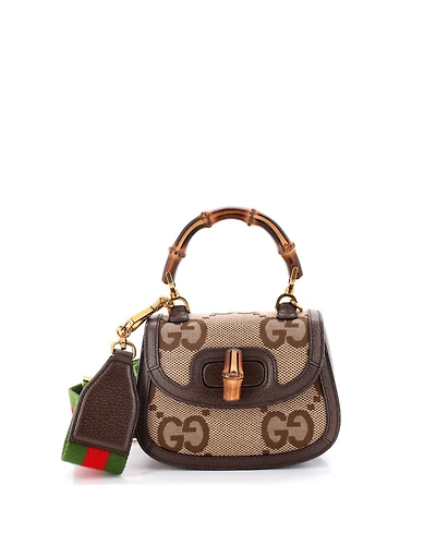 Pre-Owned Gucci Mini Bamboo 1947 Top Handle Bag Jumbo Gg Canvas
