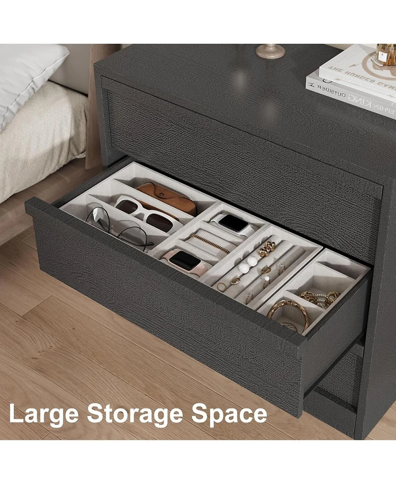 gaomon 30" Tall 3 Drawer Nightstand with Large Storage & Anti Tip Design, Modern Bedside End Table Organizer