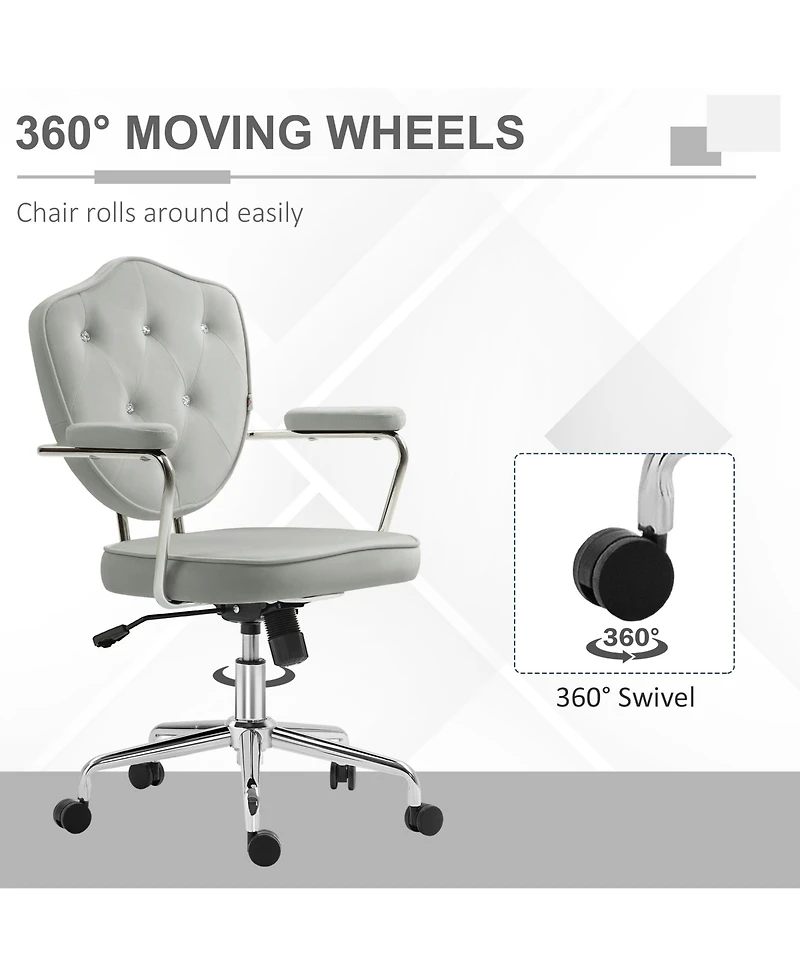 Boyel Living Cute Home Office Chair with Button Tufted Velvet-Feel Fabric