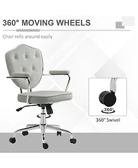 Boyel Living Cute Home Office Chair with Button Tufted Velvet-Feel Fabric