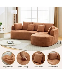gaomon 106" Curved Modular Sectional Sofa with Throw Pillows, Luxury Chenille Boneless Cloud Couch