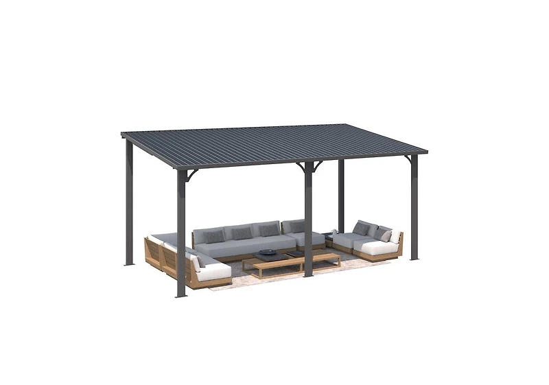 Aecojoy 16' x 8' Hardtop Gazebo Outdoor Pergola Lean to Metal Pergolas