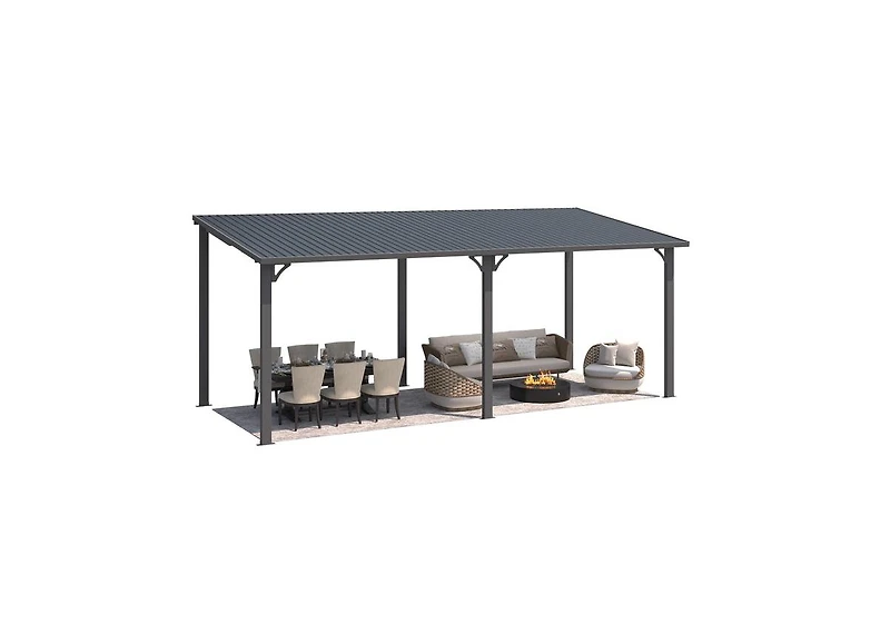 Aecojoy 20' x 8' Hardtop Gazebo Outdoor Pergola Lean to Metal Pergolas