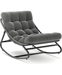 gaomon Outdoor Rocking Chair with Thick Waterproof Cushion, Adjustable Metal Frame Patio Rocker for Garden, Balcony & Poolside