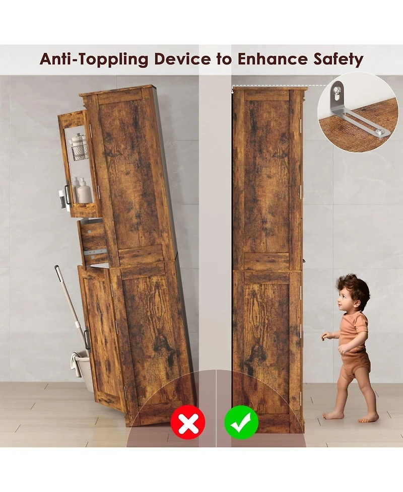 gaomon Tall Bathroom Cabinet, Storage Cabinet with Door and Drawer, Adjustable Shelf, Freestanding for Laundry Room, Kitchen