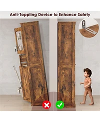 gaomon Tall Bathroom Cabinet, Storage Cabinet with Door and Drawer, Adjustable Shelf, Freestanding for Laundry Room, Kitchen