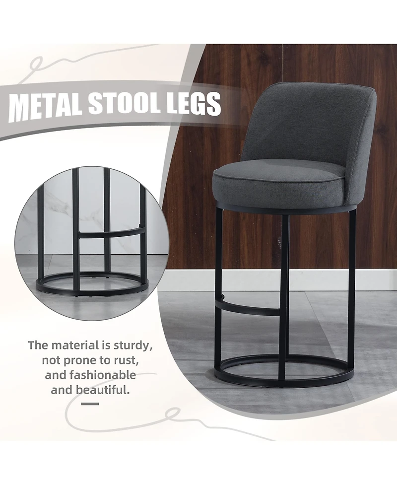 Rainsken Modern Barrel Bar Stools Set of 2