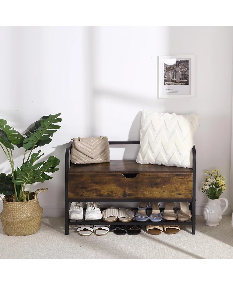 gaomon Storage Bench with Lift Top, Entryway Shoe Organizer Bench with Rack for Apartment and Hallway