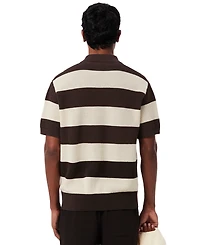 Lacoste Men's Short-Sleeve Striped Polo Collar Knit Sweater