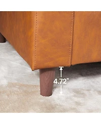 gaomon 85" Mid-Century 3-Seater Sofa Couch, Faux Leather Deep Seat, Comfy Cushions
