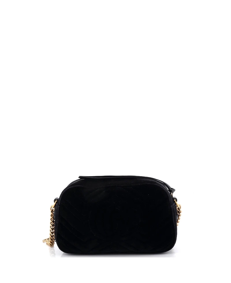 Pre-Owned Gucci Small Gg Marmont Shoulder Bag Matelasse Velvet