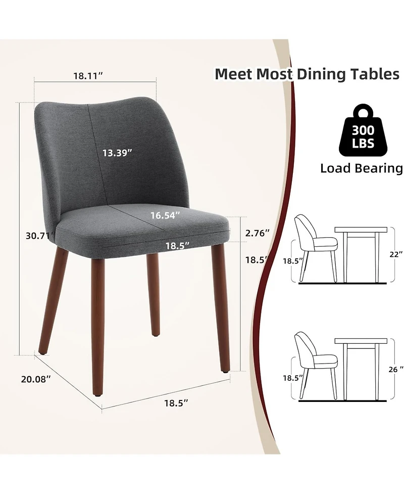 gaomon Dining Chair Set of Upholstered Dining Chair with Wood Legs, Wing Backrest, Wooden Kitchen Chair, Kitchen Chairs with Thick Cushions,