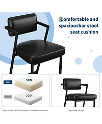 gaomon Bar Stools Set of 2 w/Backrest,27" Counter Height Stool with Armrest and Footrest,Tall Chairs Thick Cushion Thickened Metal