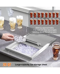 Mecale 18 x 12 x 14.5 Inch Drop-In Stainless Steel Ice Chest, 40.9 Qt with Sliding Lid