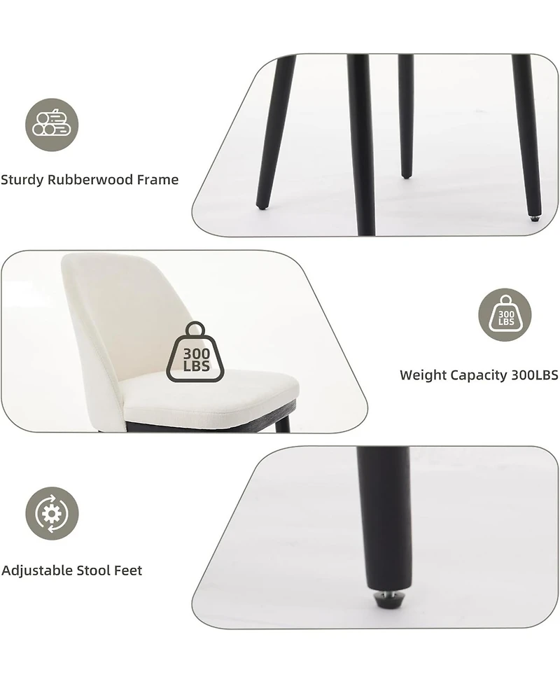 gaomon Dining Chairs Set of 2, Upholstered Chairs with Padded Seat & Wood Legs