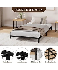 gaomon 6" Twin Metal Bed Frame, Heavy Duty with 600 Lbs Capacity, Steel Slats, No Box Spring, Noise Free, Sturdy.