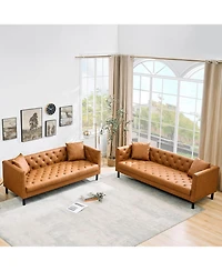 gaomon 81" Modern Leather Chesterfield Sofa
