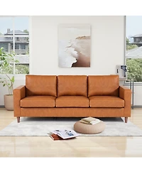 gaomon 85" Leather Couch for Living Room, Modern Sofa Couches with Padded backrest, Upholstered Sofa with Armrests and Comfy Cushions, Deep Seat Sofas
