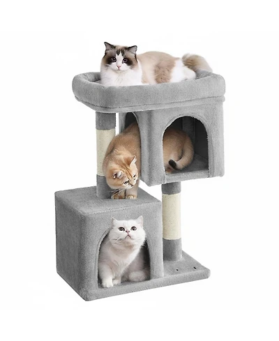 Aronkl 33.1-inch Cat Tree Tower with Large Perch 2 Caves Scratching Posts Sturdy Stable
