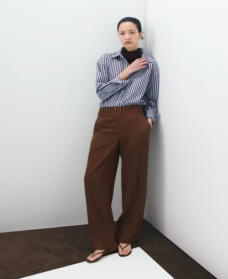 Mango Women's Striped Cotton Shirt