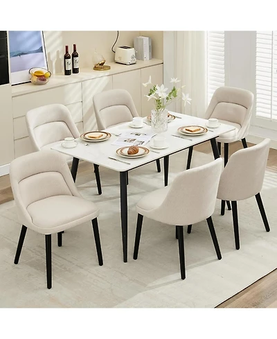 gaomon Dining Room Chairs Set of 6,Upholstered Linen Fabric Dining Chairs with Wood Legs,Modern Dining Chairs for Kitchen,Dining Room