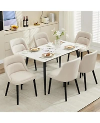 gaomon Dining Room Chairs Set of 6,Upholstered Linen Fabric Dining Chairs with Wood Legs,Modern Dining Chairs for Kitchen,Dining Room