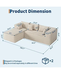 gaomon 106.7" L-Shaped Modular Sectional Sofa, 2-Piece Chenille Cloud Couch with Chaise and Deep Seat for Living Room