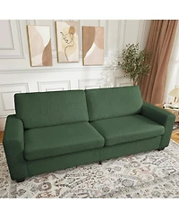 gaomon 90" Velvet 3-Seater Sofa, Oversized Tufted Couch with Wide Armrests, Washable Cushions