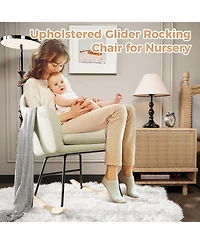gaomon Nursery Rocking Chair,Upholstered Chenille Glider Rocker Chair,Modern Armchair With Wood Legs,Indoor Comfy Accent Chair Nursing Chairs