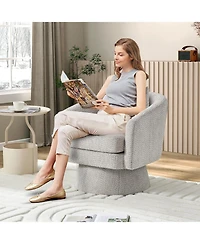 gaomon 360degree(s)Swivel Accent Chair with Arms,Round Chenille Fabric and Soft Cushion Chair for Living Room Bedroom Reading
